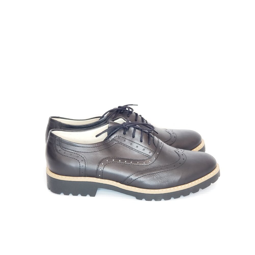 Zapato Black Lug Heel Leather Oxford - HAML6